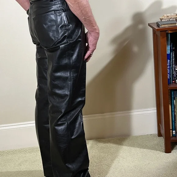 Vintage 90’s Sandy Dalal New York Italian made Leather Pants Jeans men’s 30x31”